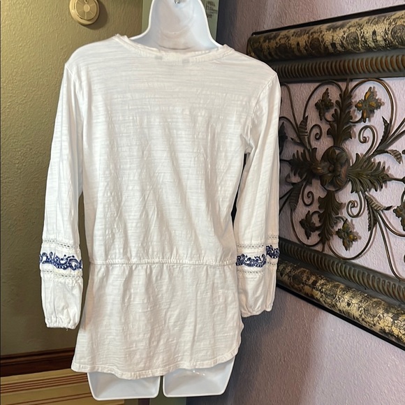 Ralph Lauren Peasant Blouse White Embroidered balloon 3/4 Sleeve Sz PXS - Picture 2 of 10